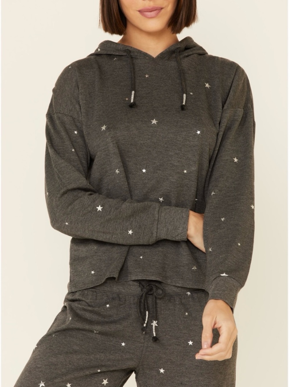 PJ Salvage Charcoal Star-Print Sweat Suit